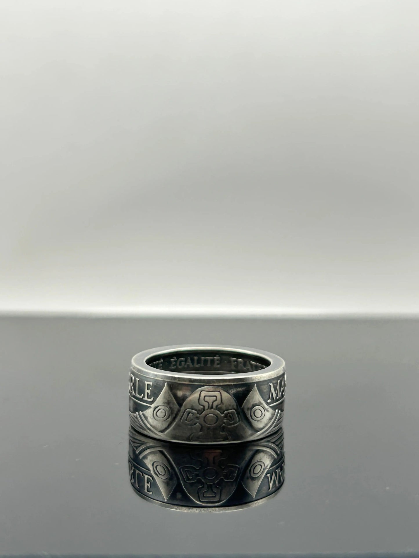 Bague pièce de monnaie CHARLEMAGNE en argent massif MONNAIA