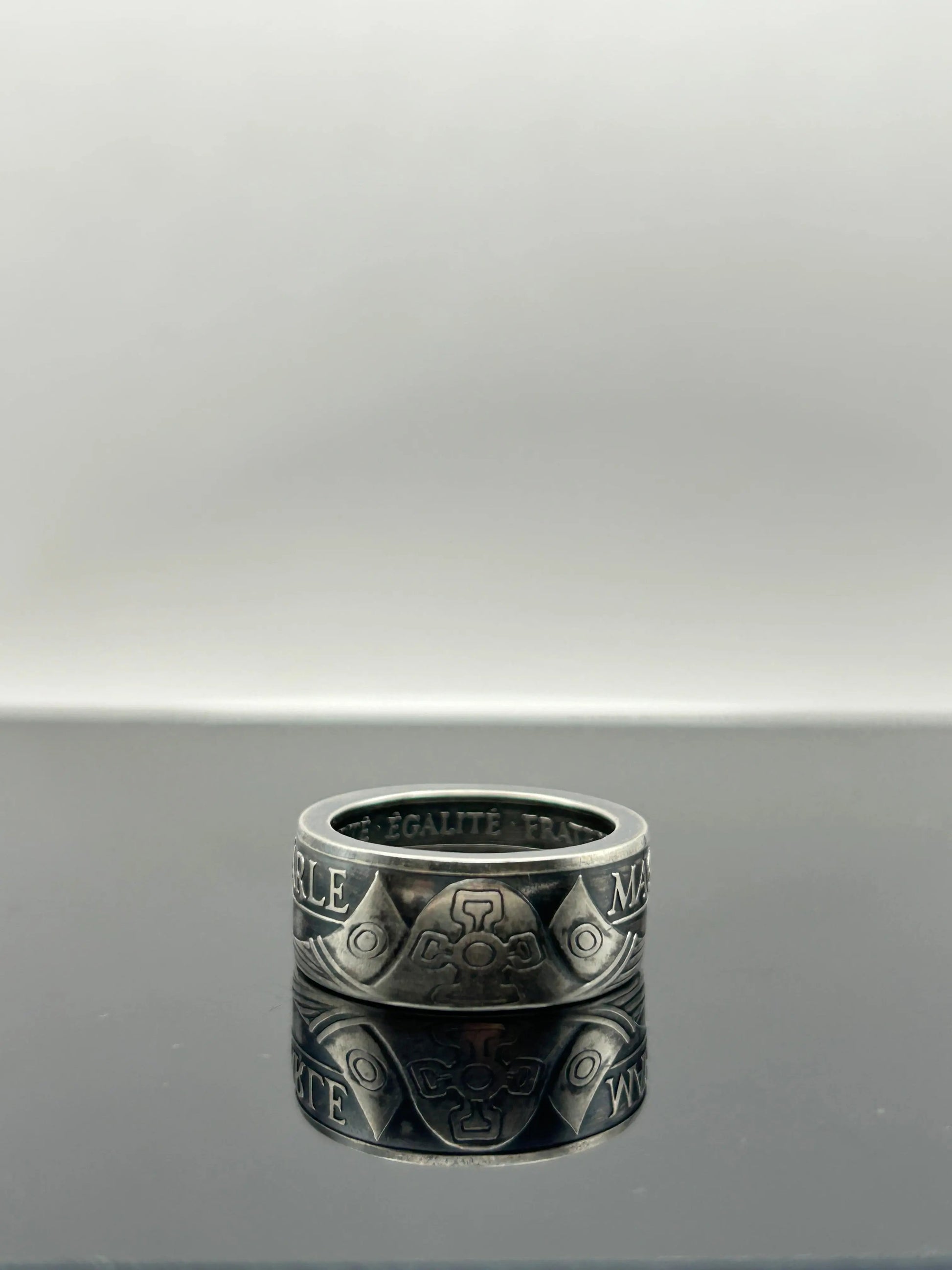 Bague pièce de monnaie CHARLEMAGNE en argent massif MONNAIA