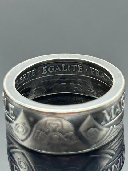 Bague pièce de monnaie CHARLEMAGNE en argent massif MONNAIA