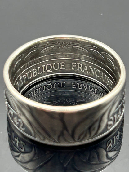 Bague pièce de monnaie CHARLEMAGNE en argent massif MONNAIA