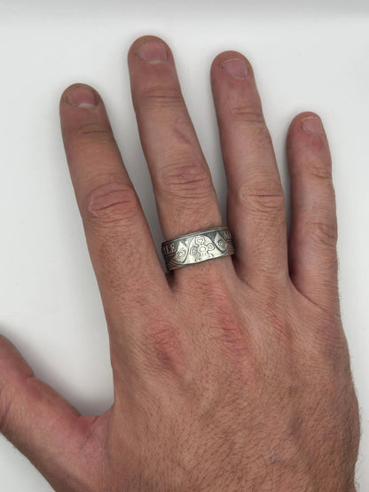 Bague pièce de monnaie CHARLEMAGNE en argent massif MONNAIA