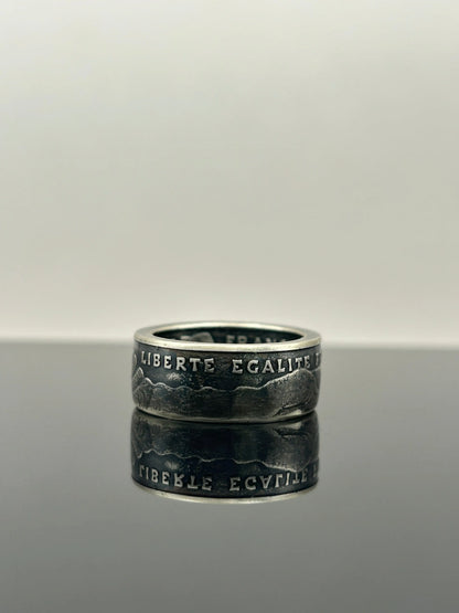 Bague pièce de monnaie DESCARTES en argent massif MONNAIA