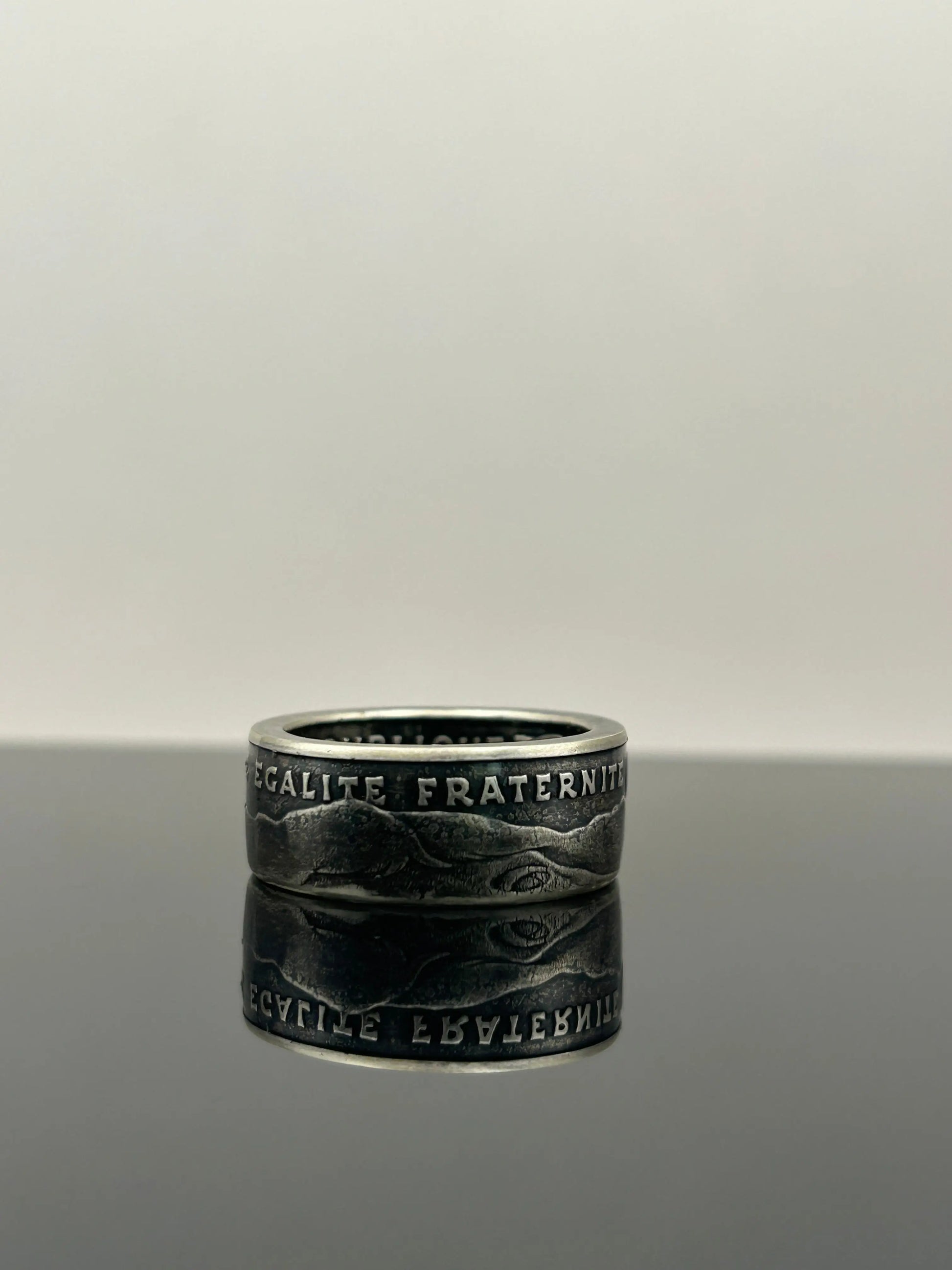 Bague pièce de monnaie DESCARTES en argent massif MONNAIA