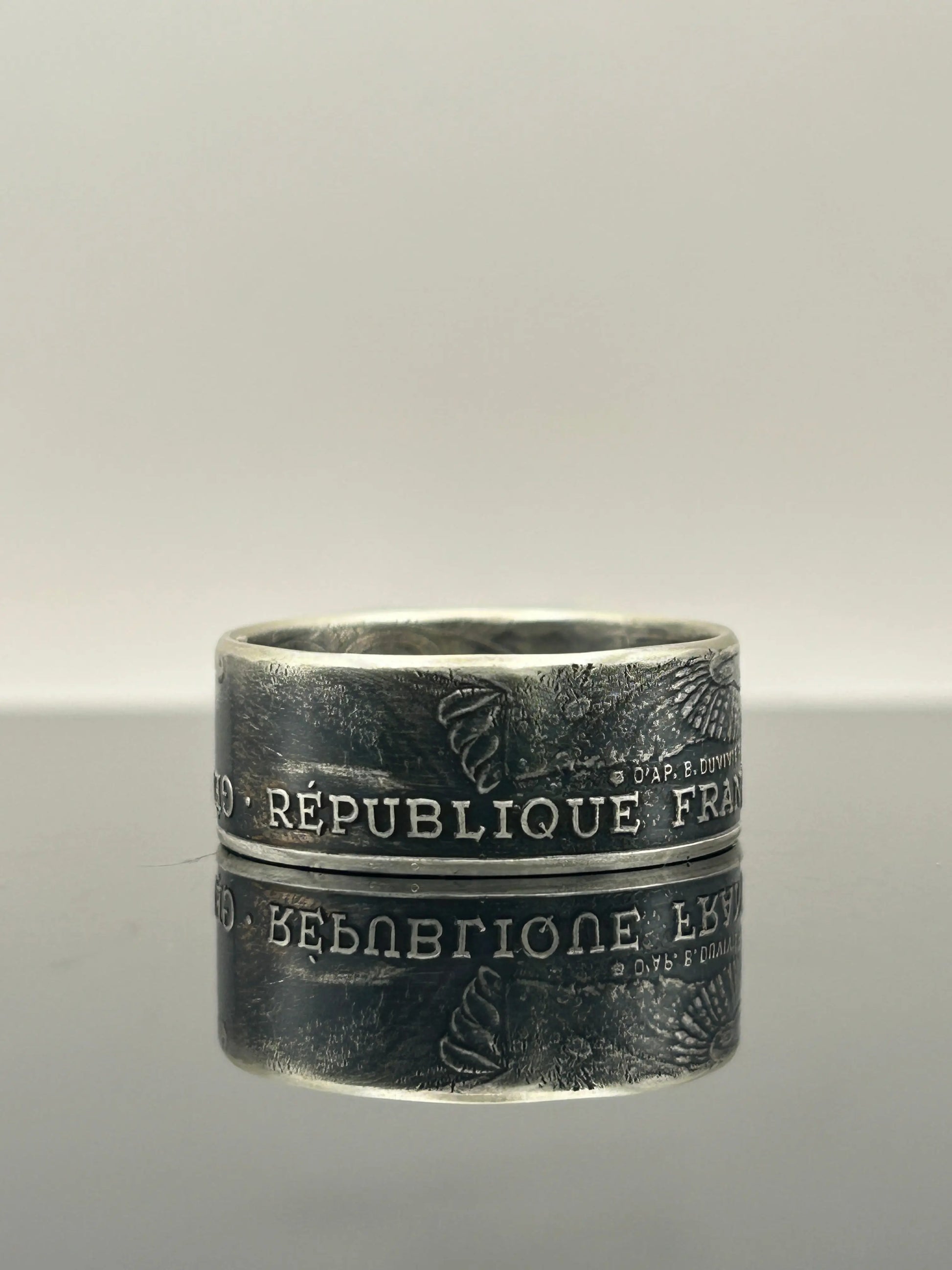 Bague pièce de monnaie Général LA FAYETTE en argent massif MONNAIA