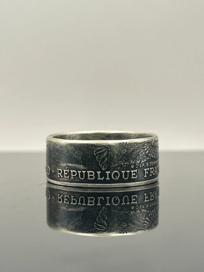 Bague pièce de monnaie Général LA FAYETTE en argent massif MONNAIA
