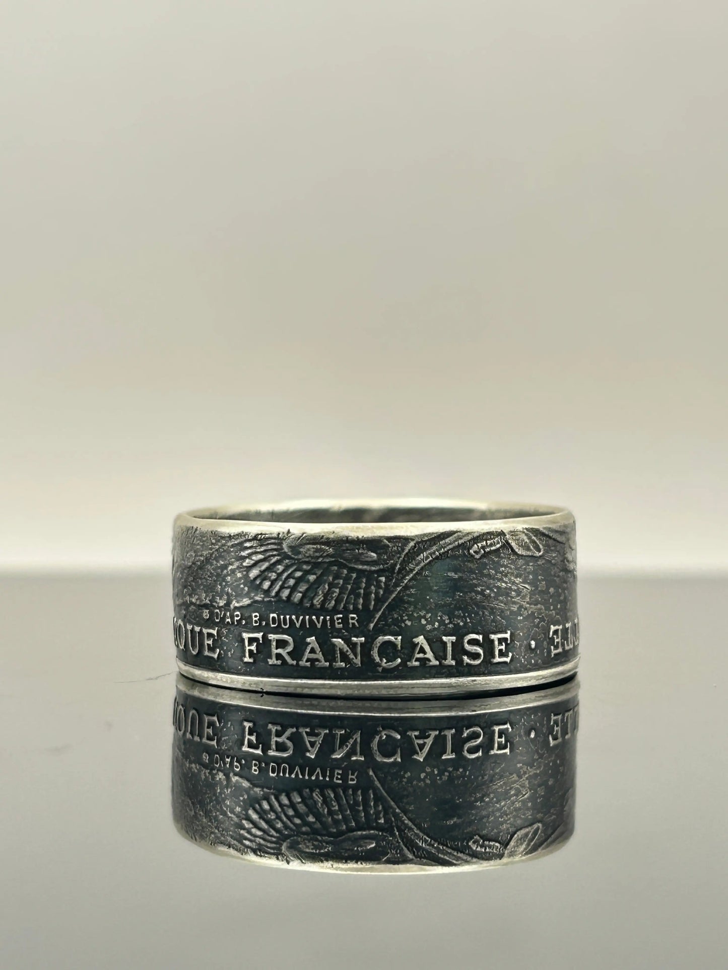 Bague pièce de monnaie Général LA FAYETTE en argent massif MONNAIA