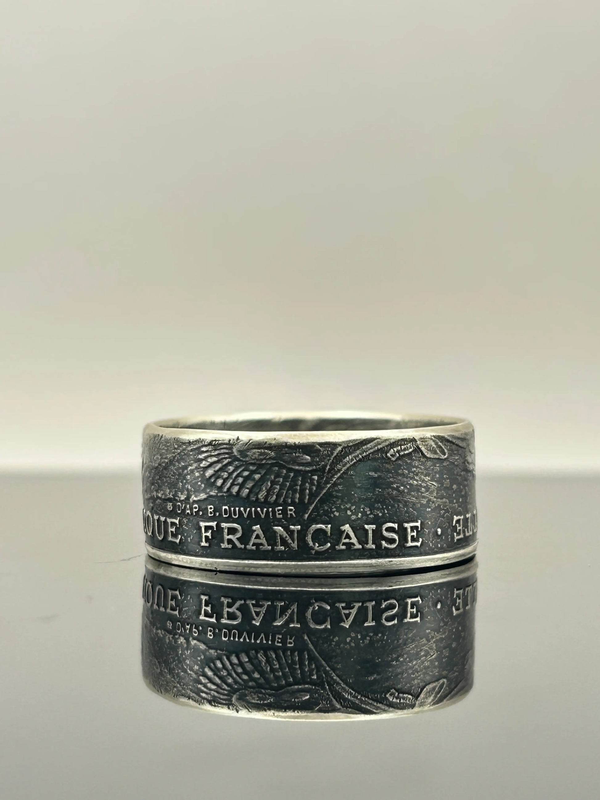 Bague pièce de monnaie Général LA FAYETTE en argent massif MONNAIA