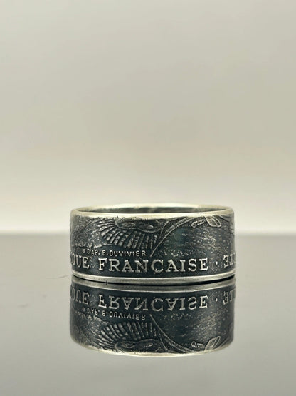Bague pièce de monnaie Général LA FAYETTE en argent massif MONNAIA