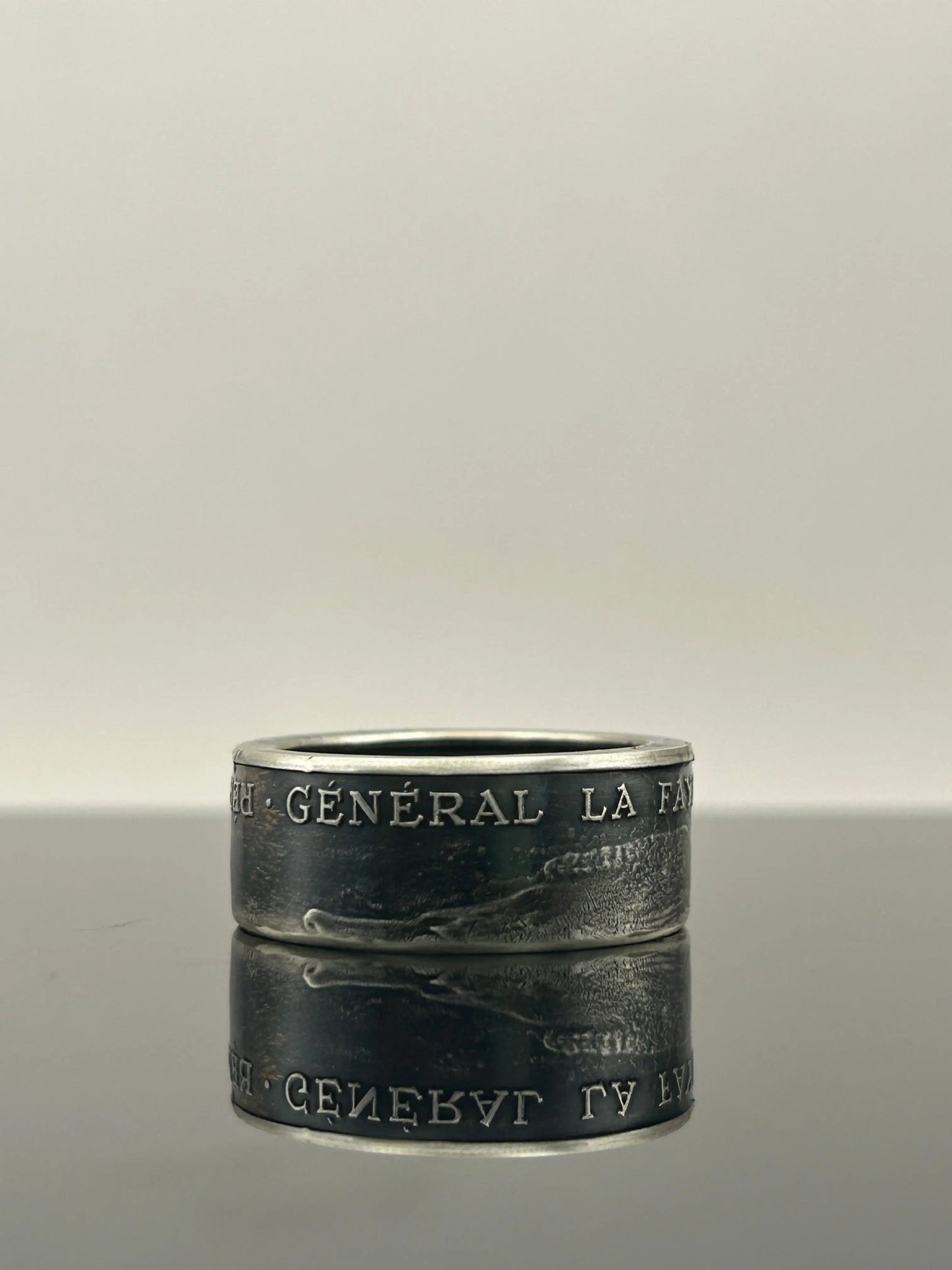 Bague pièce de monnaie Général LA FAYETTE en argent massif MONNAIA