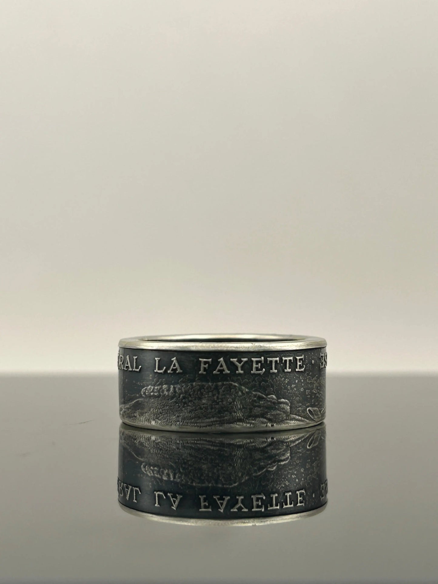 Bague pièce de monnaie Général LA FAYETTE en argent massif MONNAIA