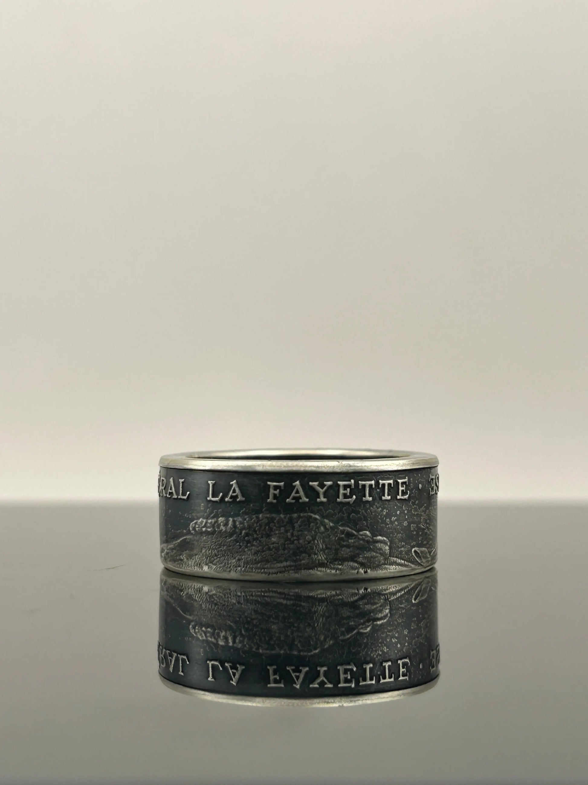 Bague pièce de monnaie Général LA FAYETTE en argent massif MONNAIA