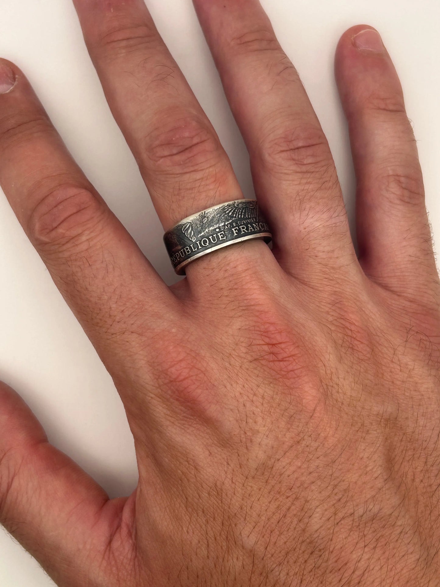 Bague pièce de monnaie Général LA FAYETTE en argent massif MONNAIA