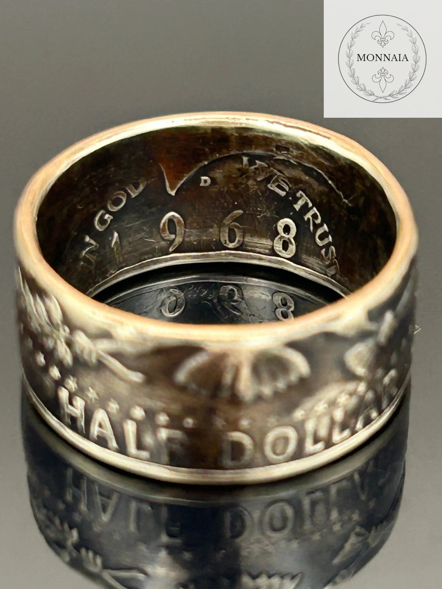 Bague pièce de monnaie Half Dollar (alliage d'argent 400/1000) MONNAIA