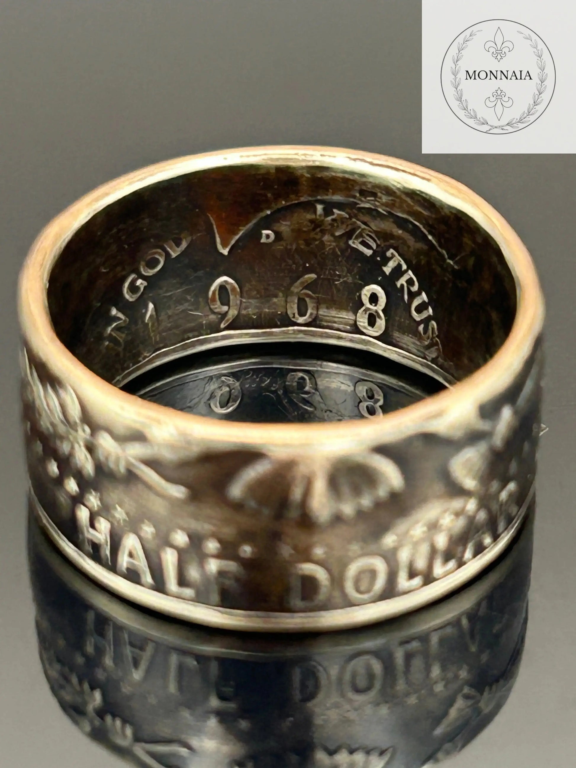 Bague pièce de monnaie Half Dollar (alliage d'argent 400/1000) MONNAIA