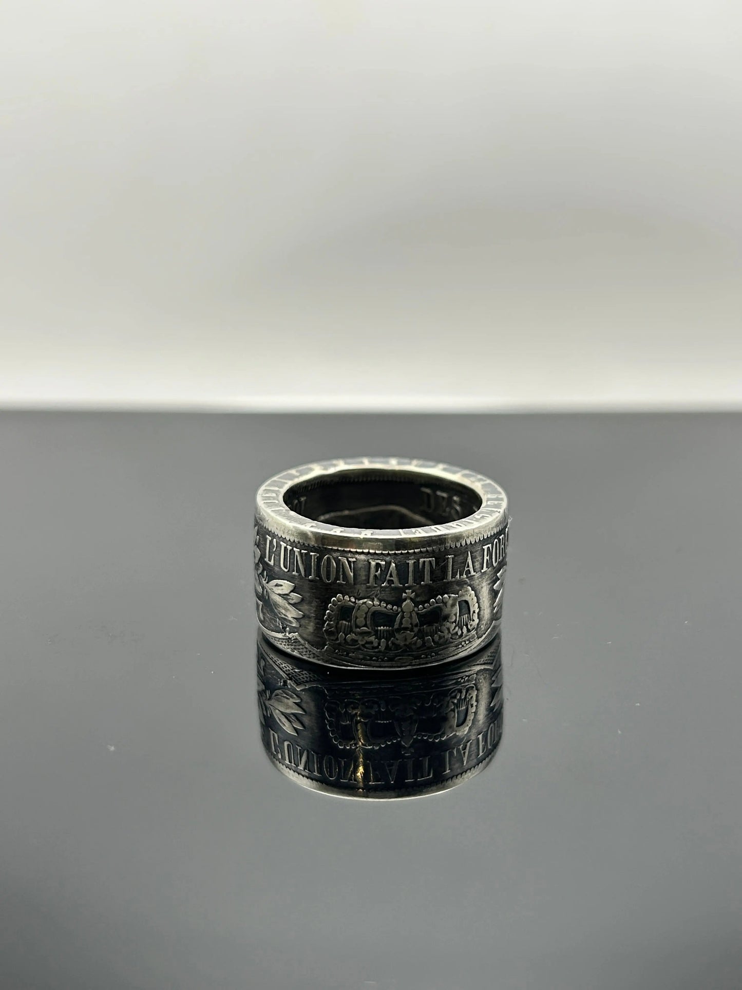 Bague pièce de monnaie LÉOPOLD II en argent massif MONNAIA