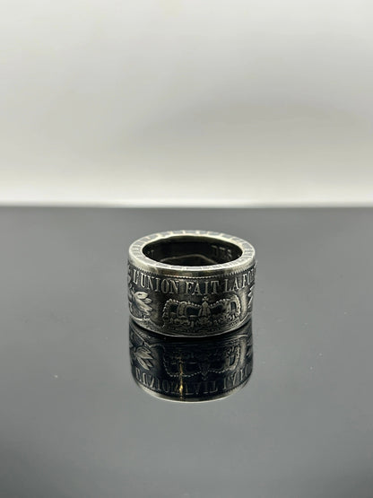 Bague pièce de monnaie LÉOPOLD II en argent massif MONNAIA