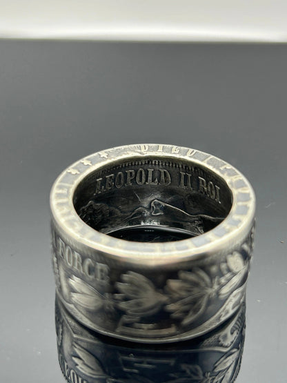Bague pièce de monnaie LÉOPOLD II en argent massif MONNAIA