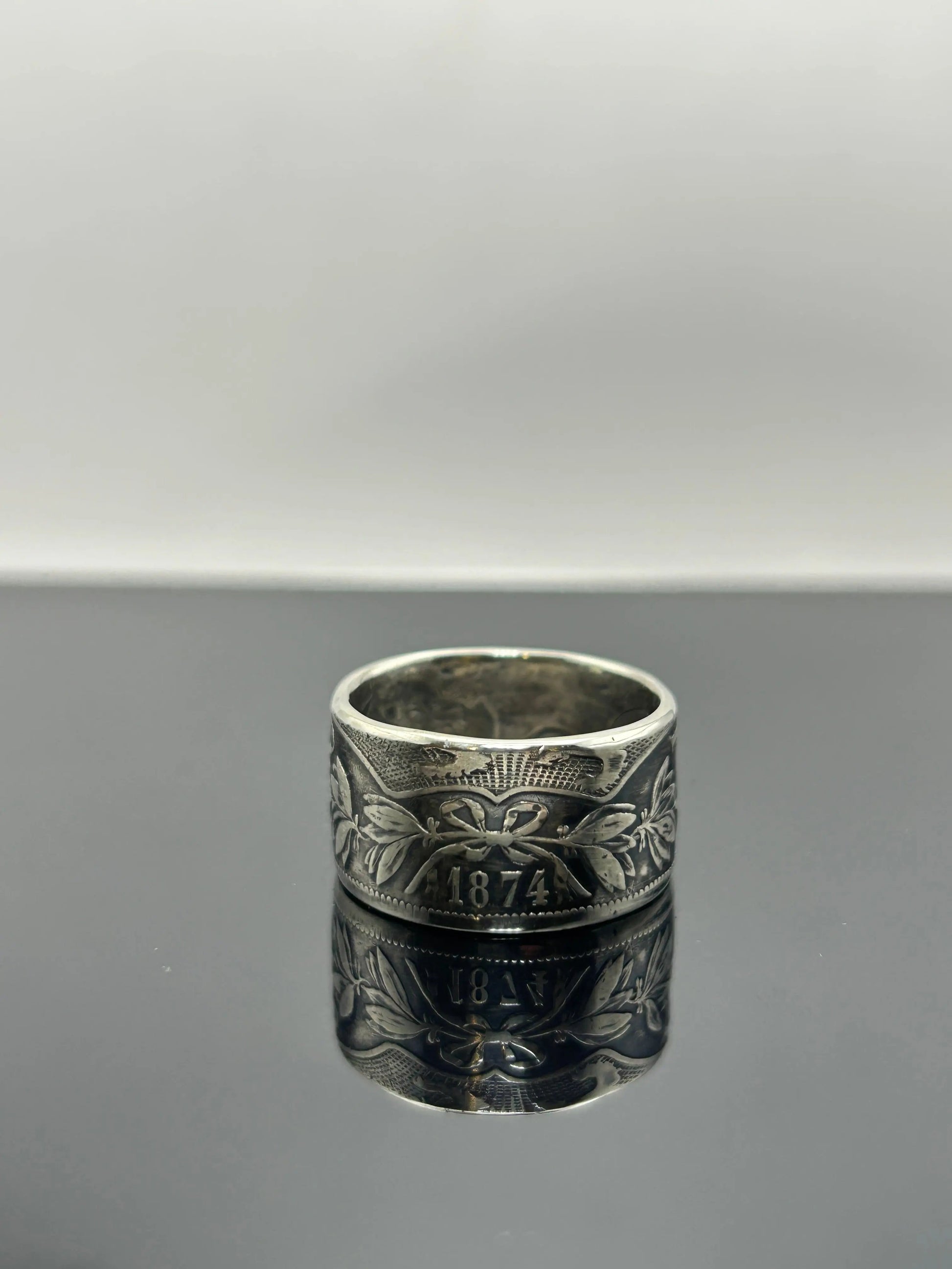 Bague pièce de monnaie LÉOPOLD II en argent massif MONNAIA