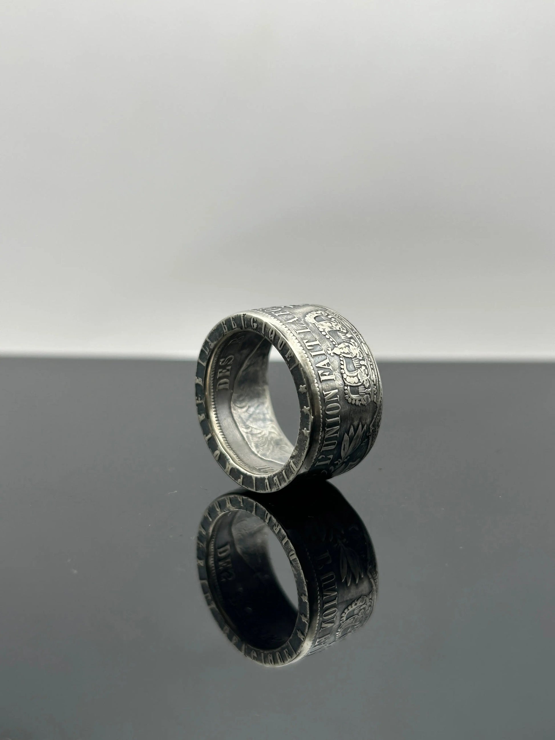 Bague pièce de monnaie LÉOPOLD II en argent massif MONNAIA