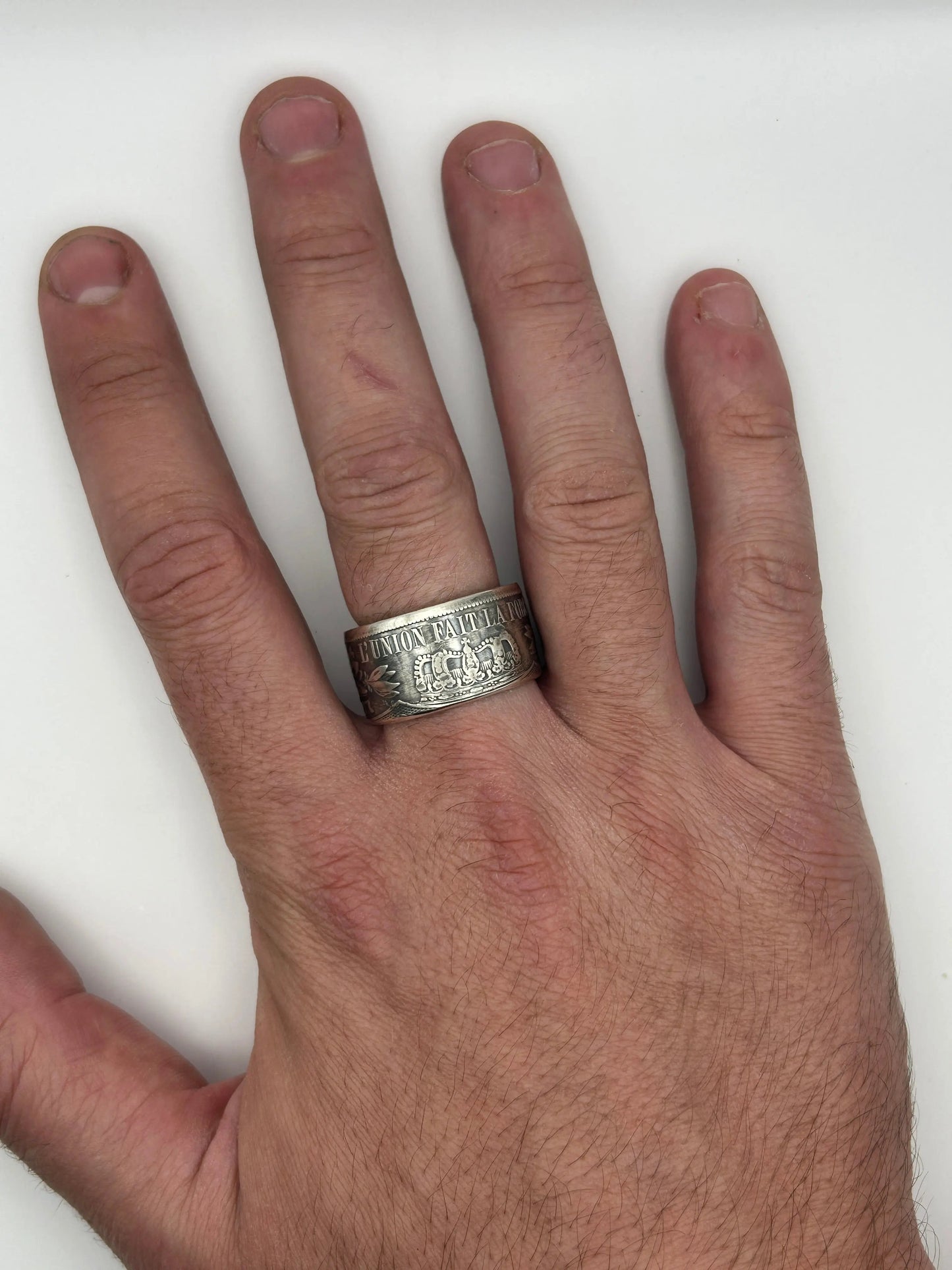 Bague pièce de monnaie LÉOPOLD II en argent massif MONNAIA