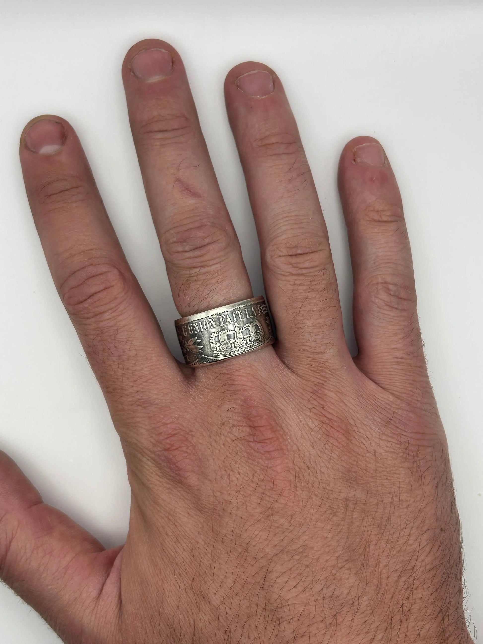 Bague pièce de monnaie LÉOPOLD II en argent massif MONNAIA
