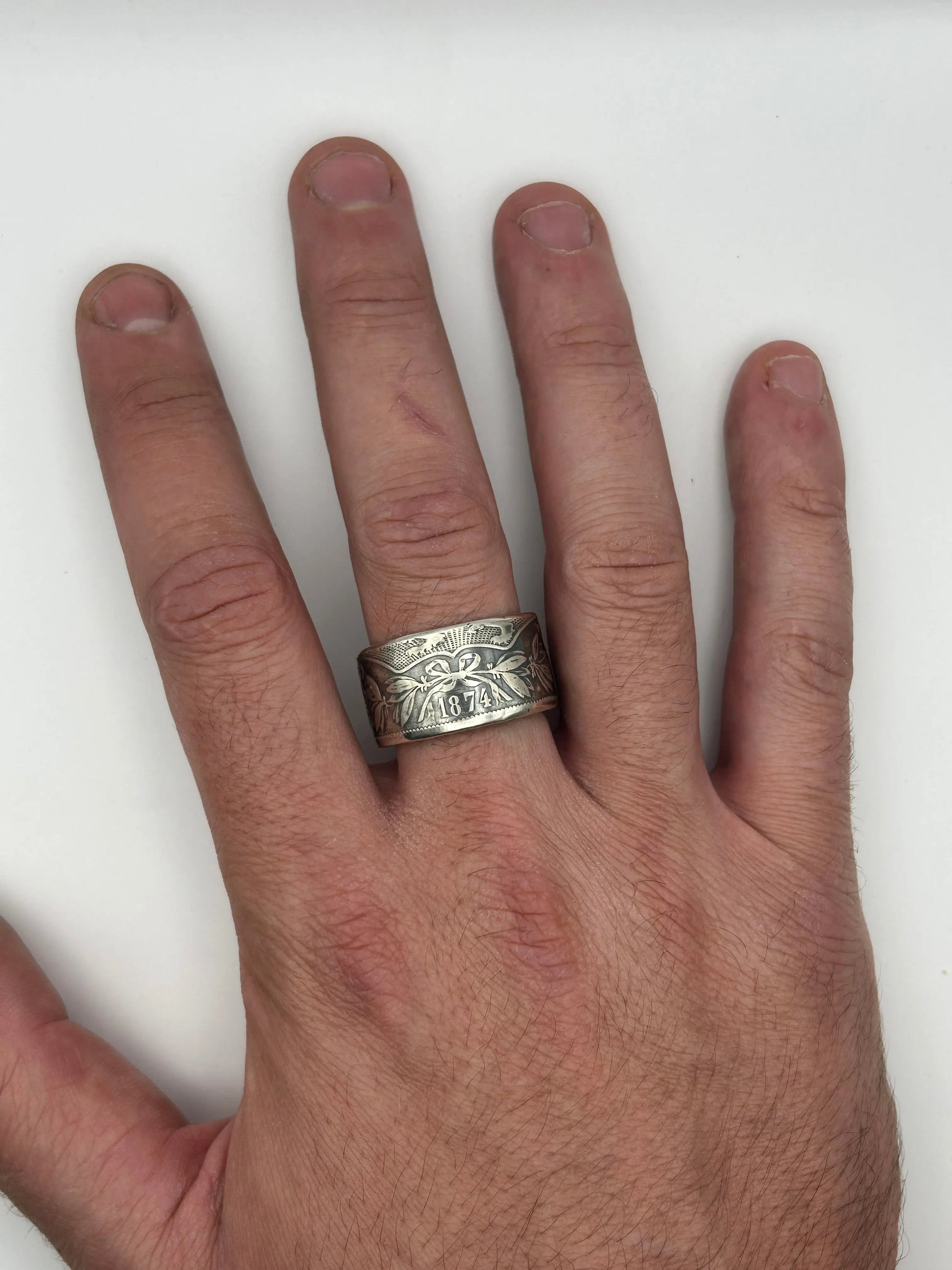 Bague pièce de monnaie LÉOPOLD II en argent massif MONNAIA