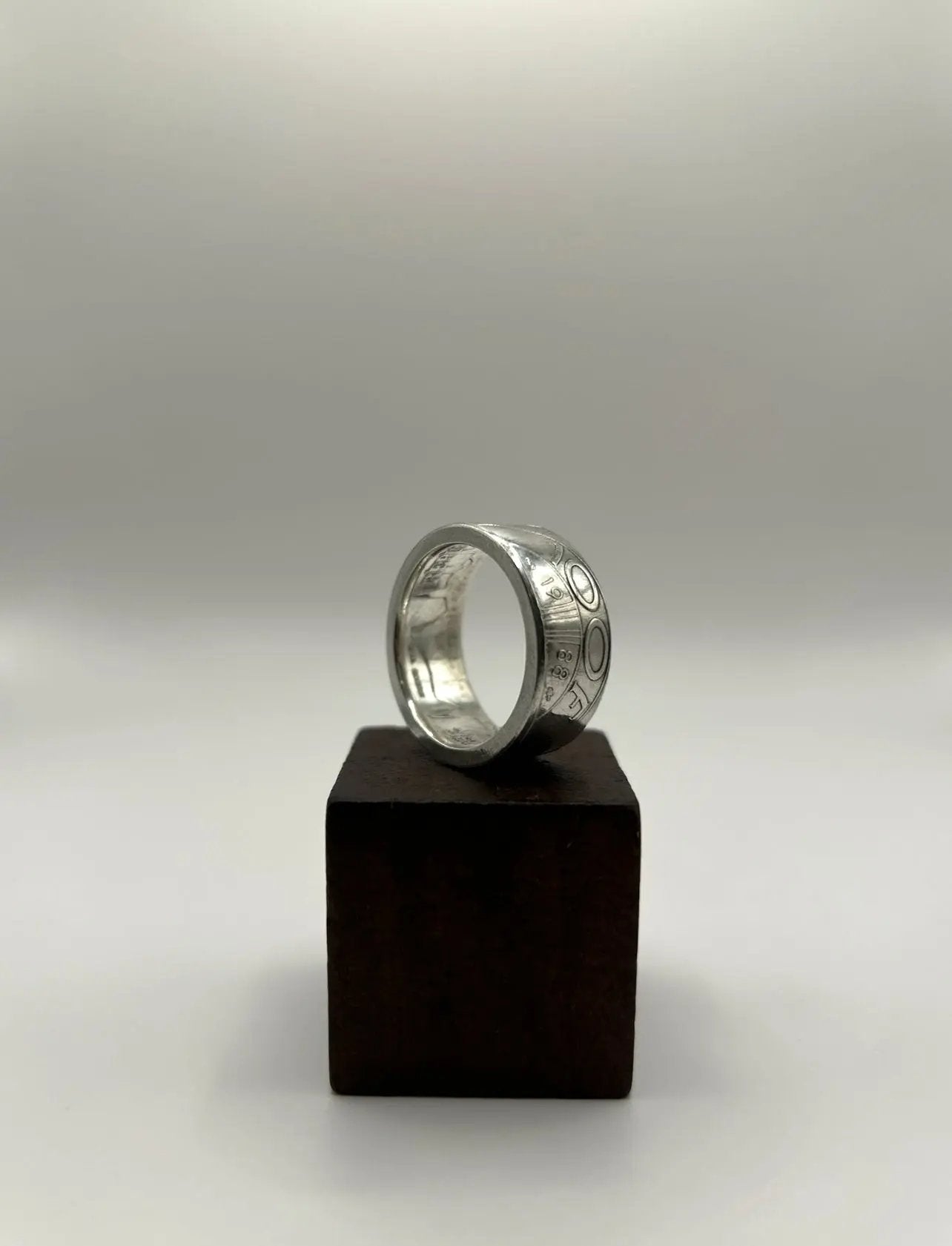 Bague pièce de monnaie LIBERTÉ en argent massif MONNAIA