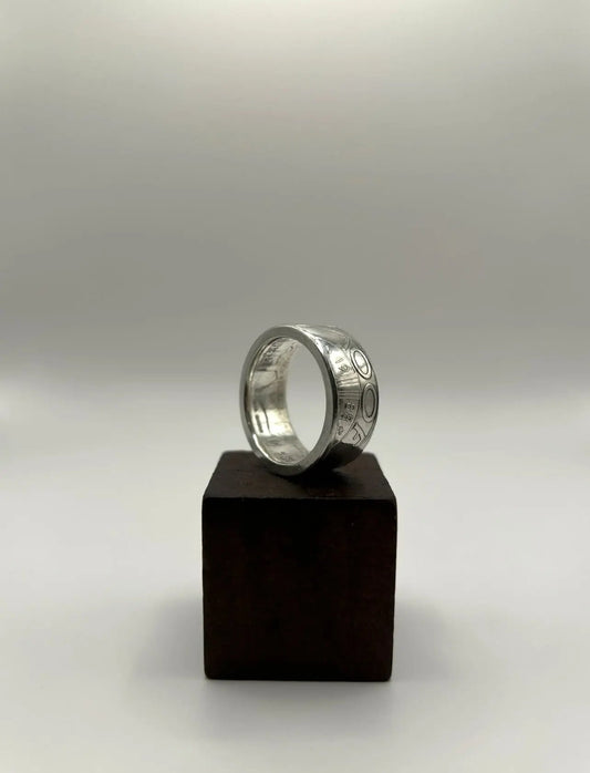 Bague pièce de monnaie LIBERTÉ en argent massif MONNAIA