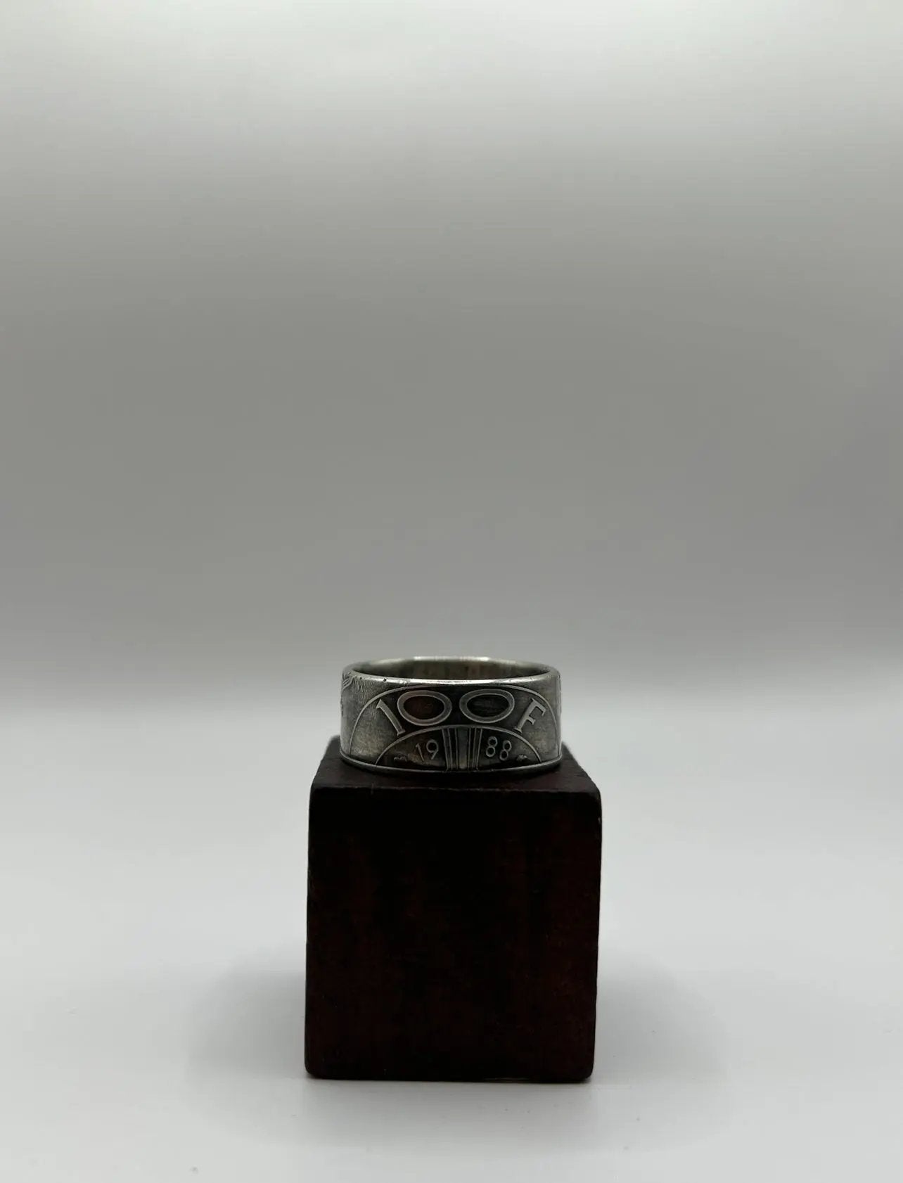 Bague pièce de monnaie LIBERTÉ en argent massif MONNAIA