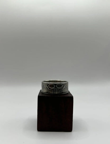 Bague pièce de monnaie LIBERTÉ en argent massif MONNAIA