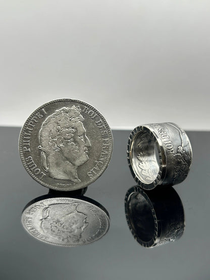 Bague pièce de monnaie LOUIS PHILIPPE Ier en argent massif MONNAIA