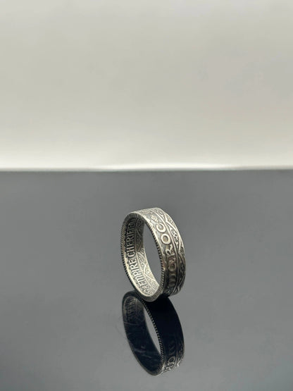 Bague pièce de monnaie MOHAMMED V du MAROC (alliage d'argent 680%) MONNAIA