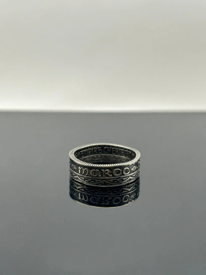 Bague pièce de monnaie MOHAMMED V du MAROC (alliage d'argent 680%) MONNAIA