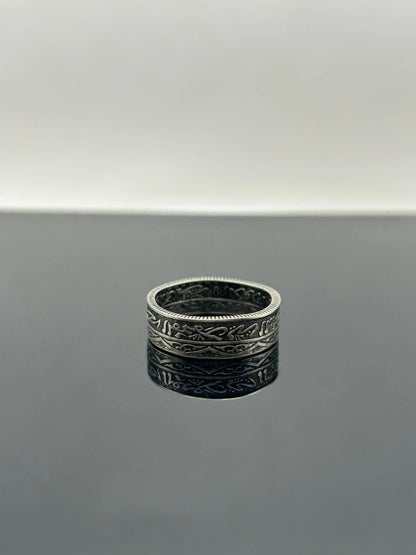 Bague pièce de monnaie MOHAMMED V du MAROC (alliage d'argent 680%) MONNAIA