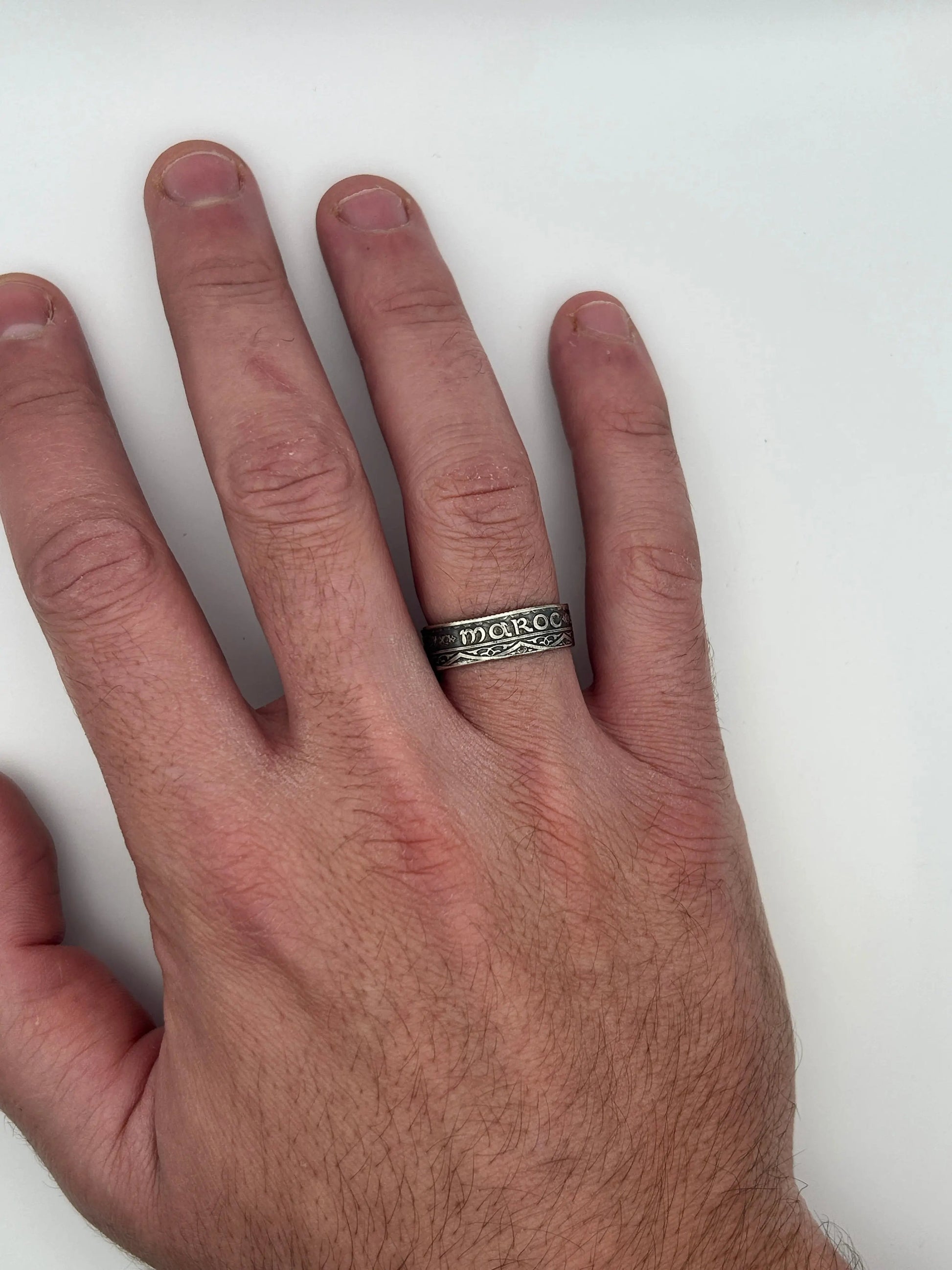 Bague pièce de monnaie MOHAMMED V du MAROC (alliage d'argent 680%) MONNAIA