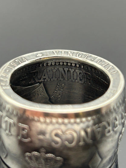 Bague pièce de monnaie MONACO en argent massif MONNAIA