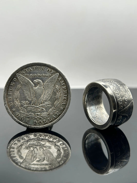 Bague pièce de monnaie MORGAN DOLLAR en argent massif MONNAIA