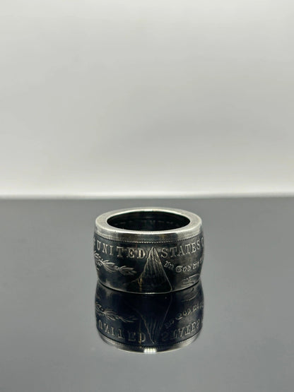 Bague pièce de monnaie MORGAN DOLLAR en argent massif MONNAIA