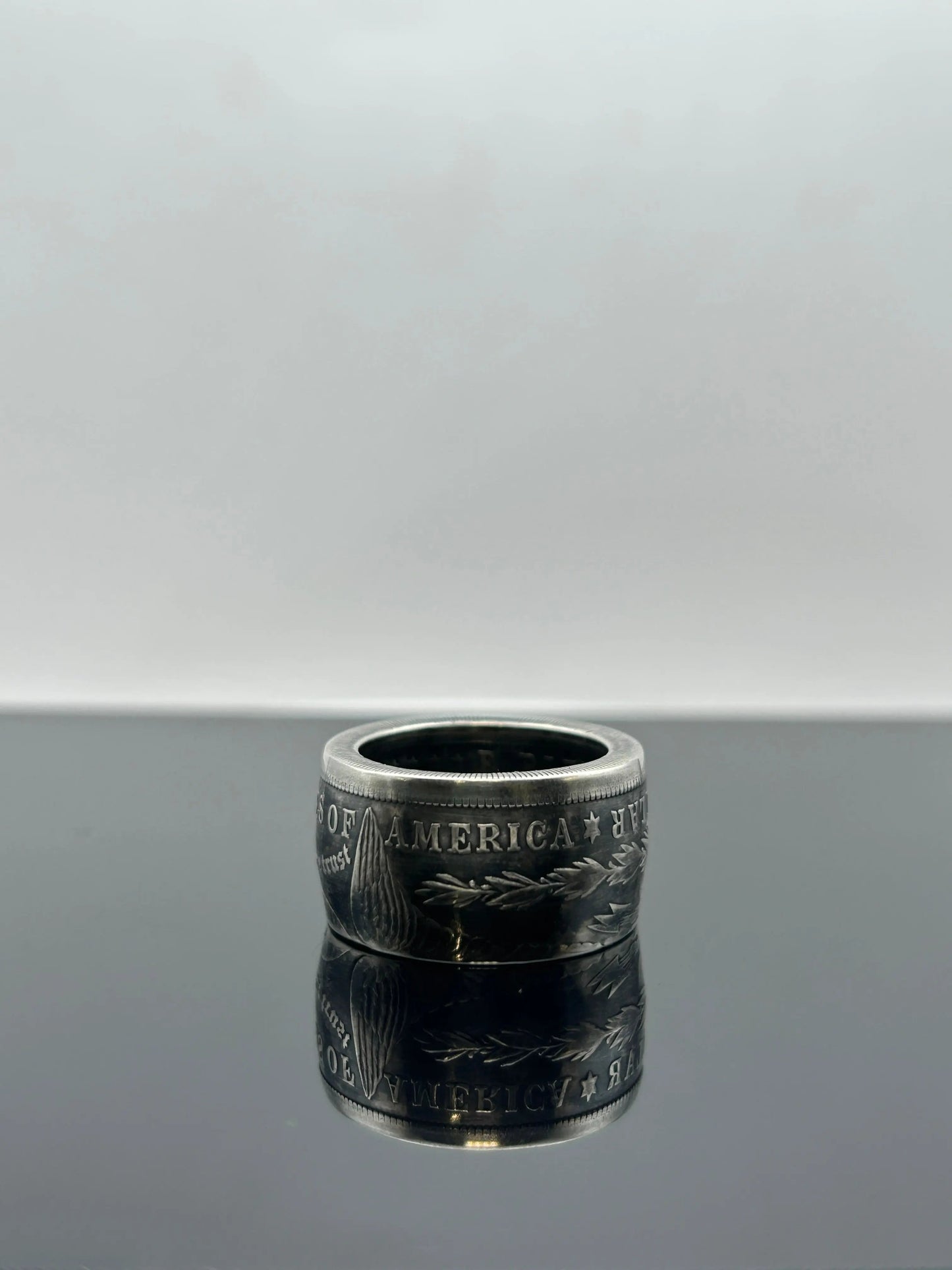 Bague pièce de monnaie MORGAN DOLLAR en argent massif MONNAIA