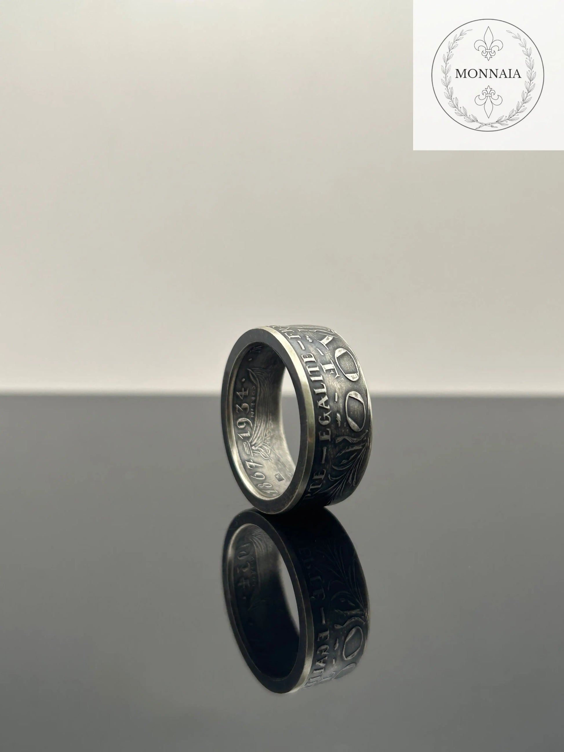 Bague pièce de monnaie Marie Curie en argent massif MONNAIA