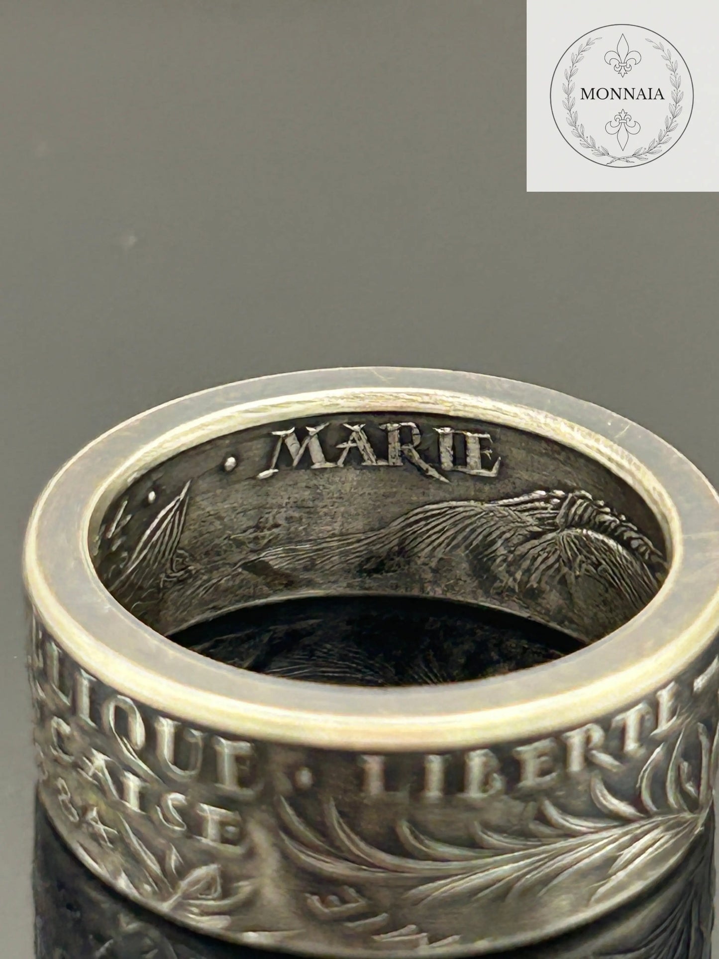 Bague pièce de monnaie Marie Curie en argent massif MONNAIA