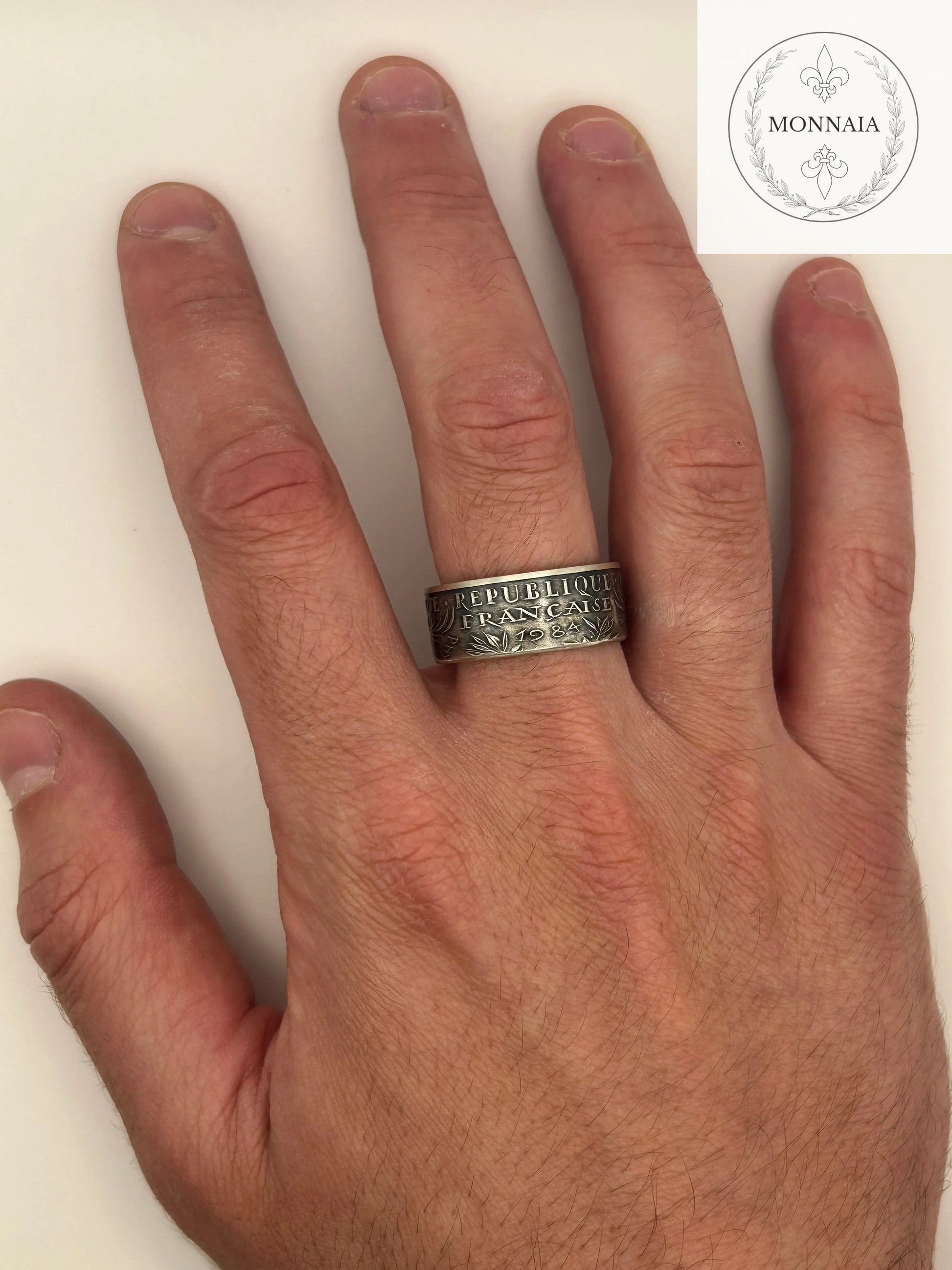 Bague pièce de monnaie Marie Curie en argent massif MONNAIA