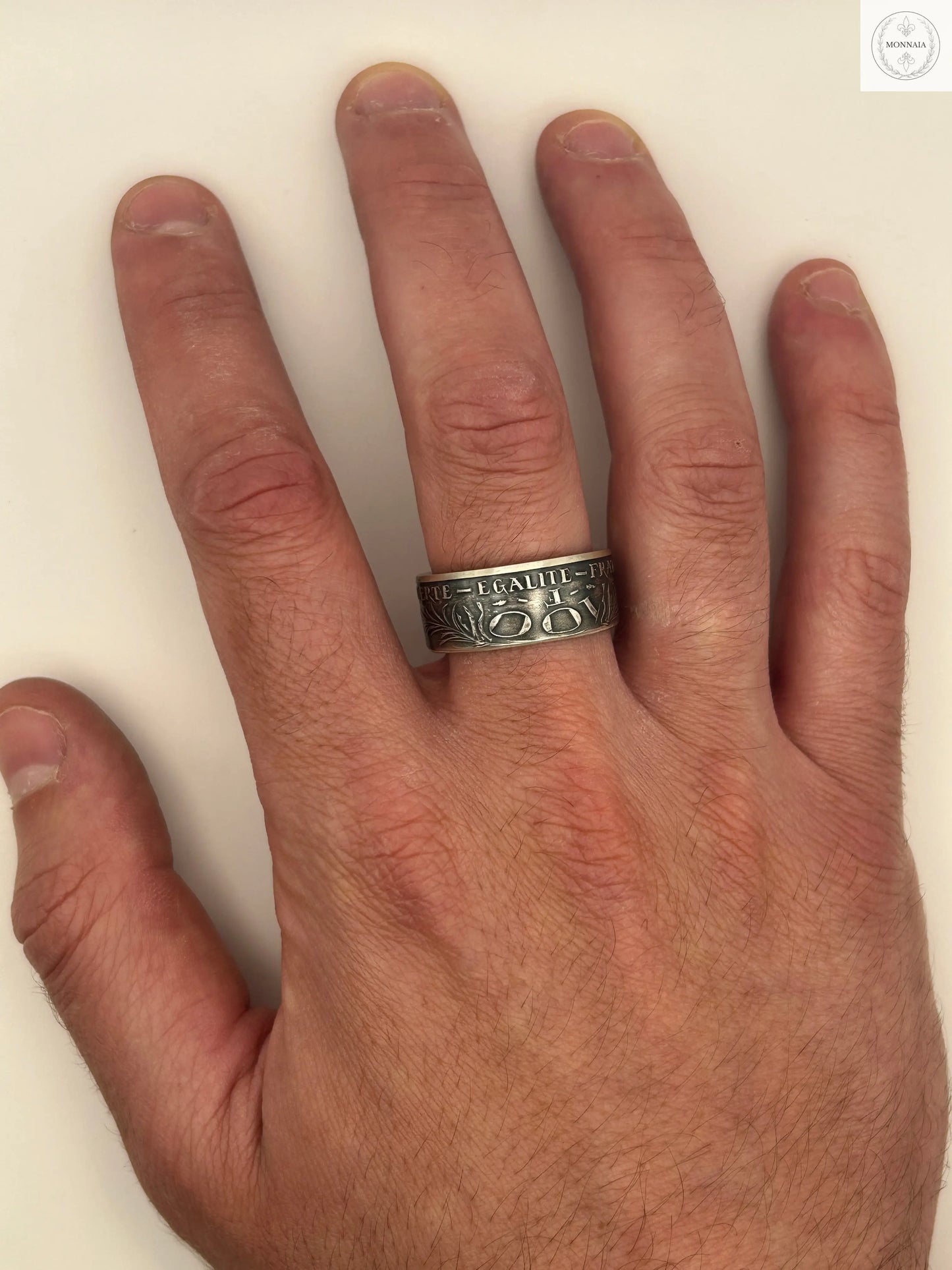 Bague pièce de monnaie Marie Curie en argent massif MONNAIA