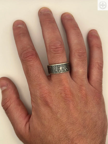 Bague pièce de monnaie Marie Curie en argent massif MONNAIA