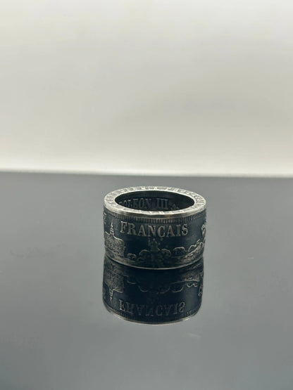Bague pièce de monnaie NAPOLÉON III en argent massif MONNAIA