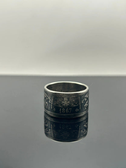 Bague pièce de monnaie NAPOLÉON III en argent massif MONNAIA
