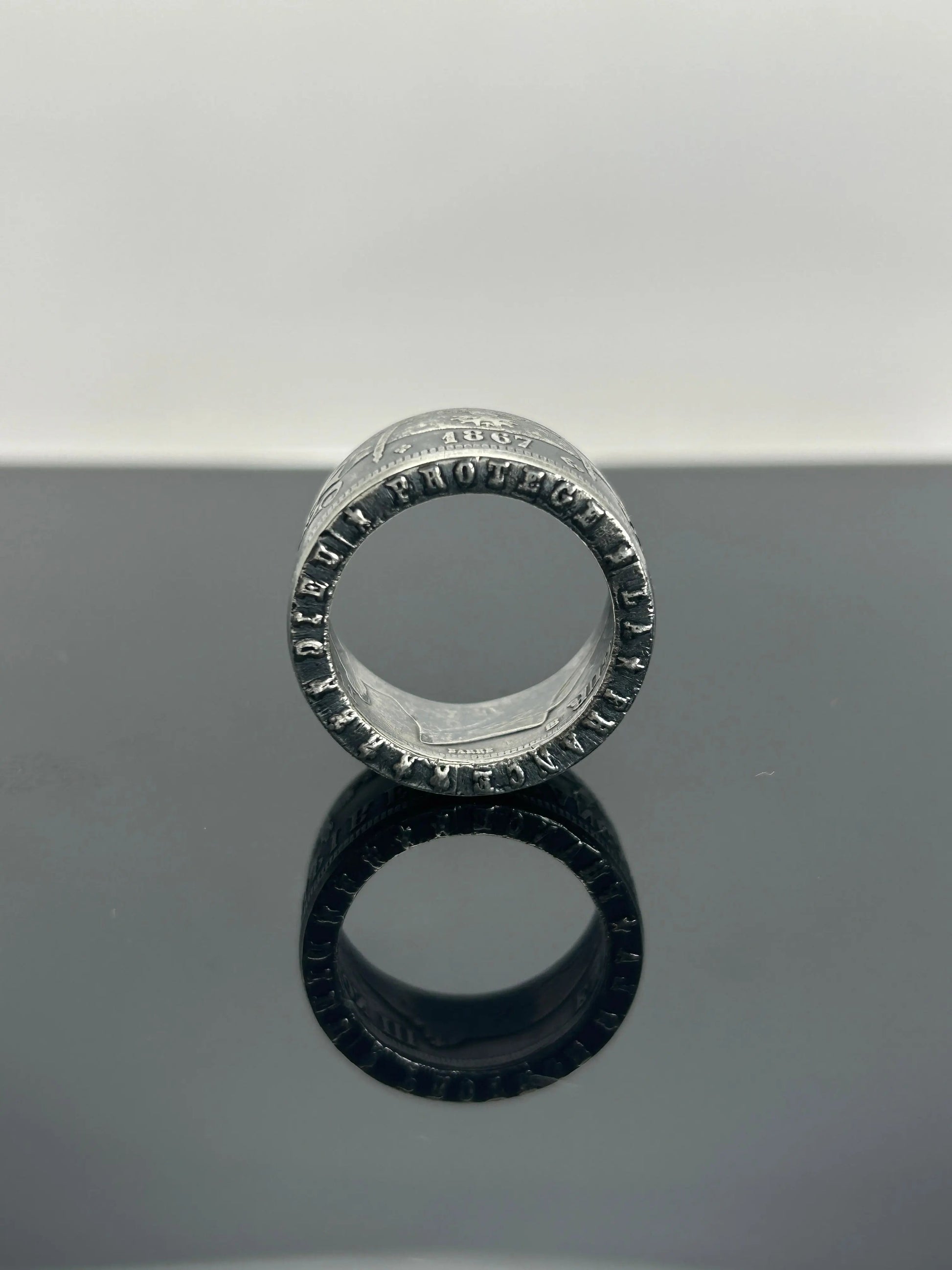 Bague pièce de monnaie NAPOLÉON III en argent massif MONNAIA