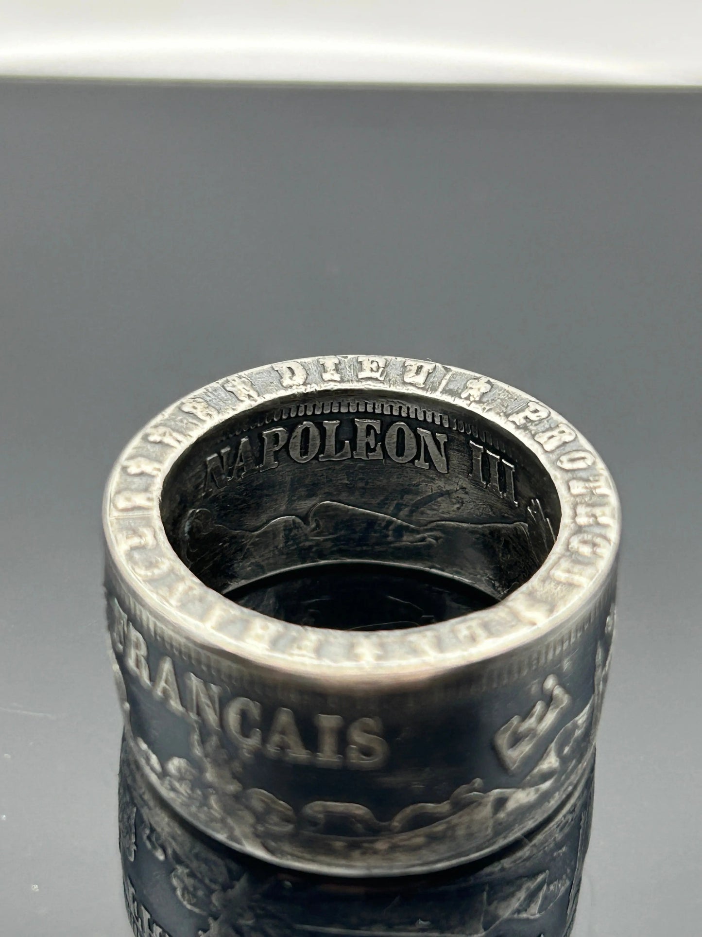 Bague pièce de monnaie NAPOLÉON III en argent massif MONNAIA
