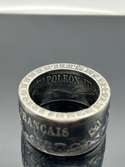 Bague pièce de monnaie NAPOLÉON III en argent massif MONNAIA