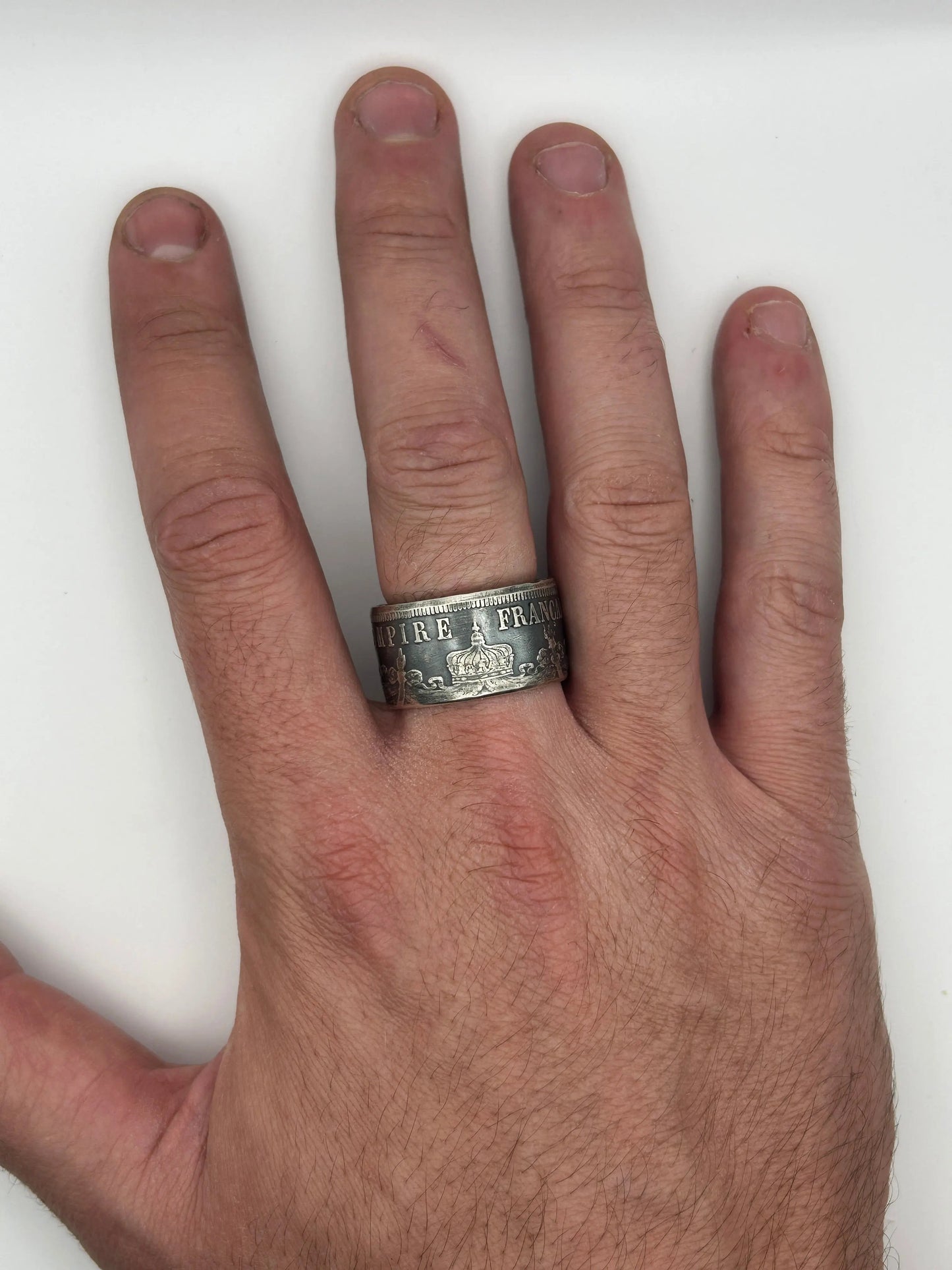 Bague pièce de monnaie NAPOLÉON III en argent massif MONNAIA